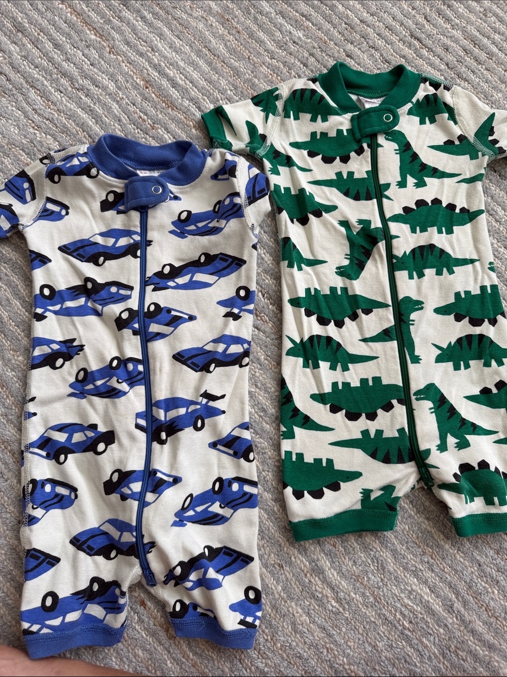 Hanna Andersson Short-Sleeve Zip Rompers - Blue & Green Prints